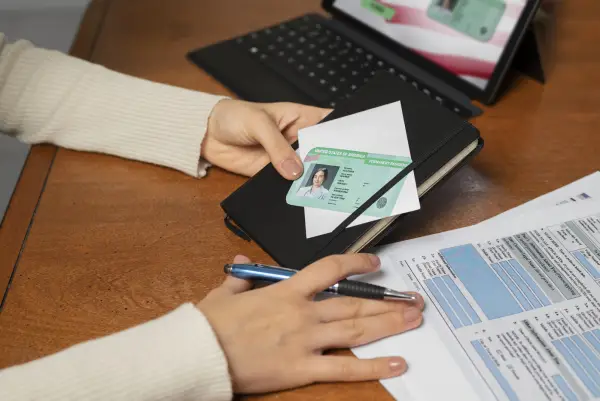 top view green card application min